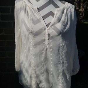 OldNavy Cream Sheer blouse
